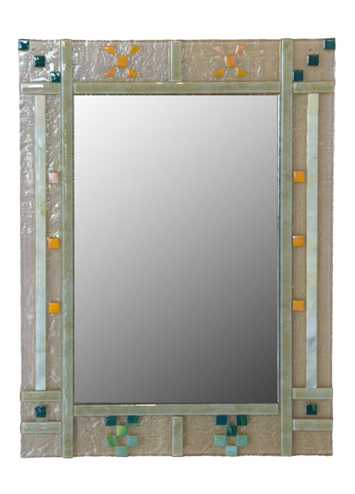 Espejo de 3 mm sobre base de vidrio fusing con motivos aspas